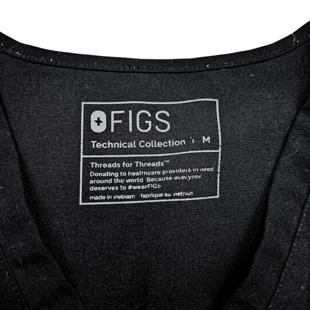 Figs Casma Three Pocket Scrub Top Womens Medium Black Uniform Technical - Picture 5 of 8